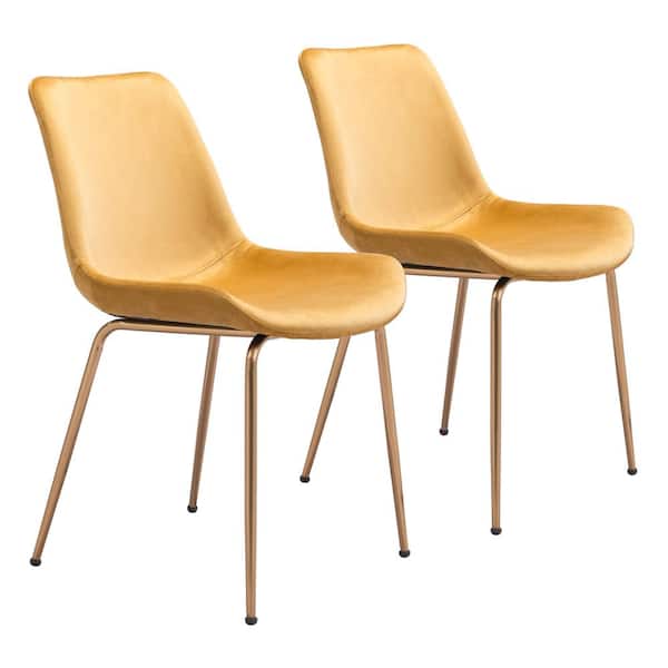 ZUO Tony Yellow, Gold Polyester Dining Side Chair Set of 2