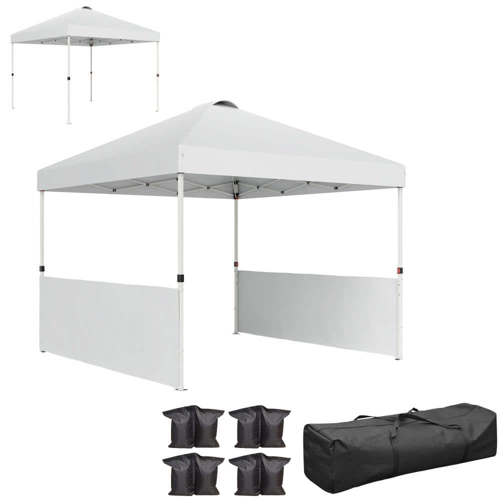 10' x 10' Pop Up Canopy Tent, UV50+ with 2 Sidewalls & Wheeled Carry Bag,for Market, Camping & Beach