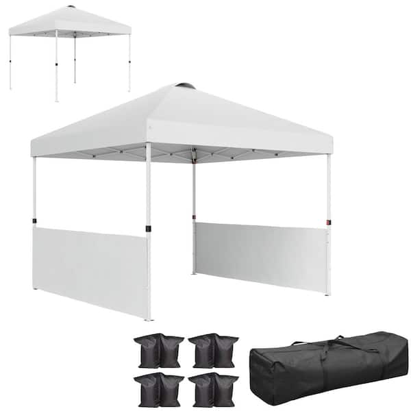 10' x 10' Pop Up Canopy Tent, UV50+ with 2 Sidewalls & Wheeled Carry Bag,for Market, Camping & Beach
