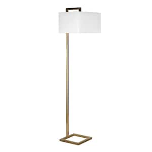 68 in. Gold and White 1 1-Way (On/Off) Standard Floor Lamp for Living Room with Cotton Empire Shade