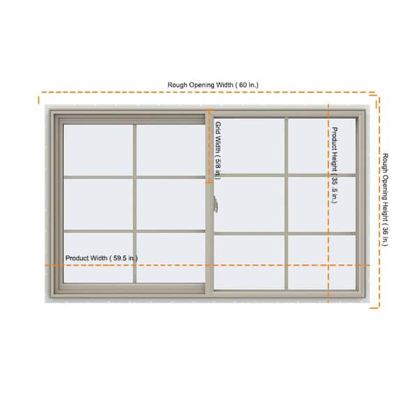 JELD-WEN 59.5 in. x 35.5 in. V-2500 Series Desert Sand Vinyl Left