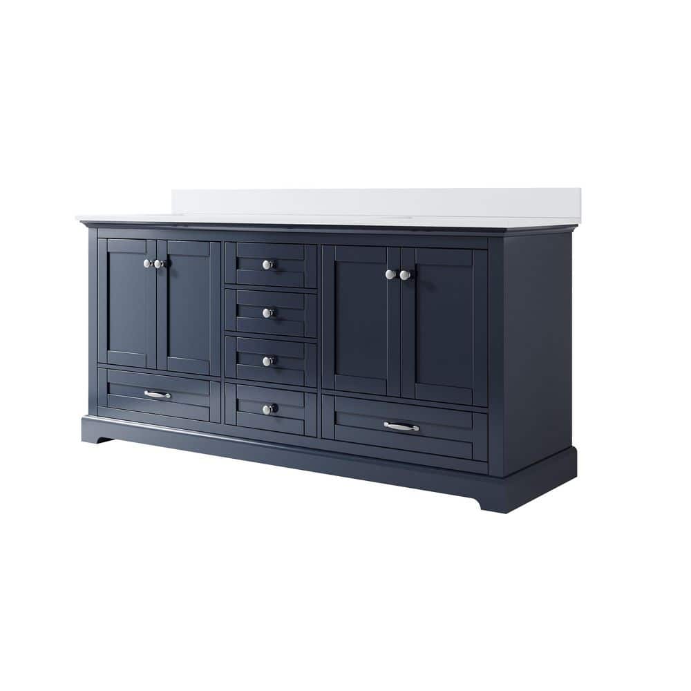 Fully Assembled 72 in. Solid Wood Freestanding Double Sink Navy Blue Bath Vanity with Pure White Cultured Marble Top price history on PriceWatchPro