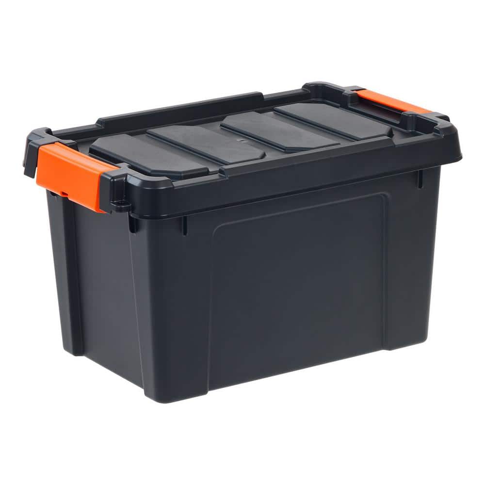 IRIS USA 6 Pack 5gal/20qt Heavy-Duty Storage Plastic Bin Tote  Container, Black
