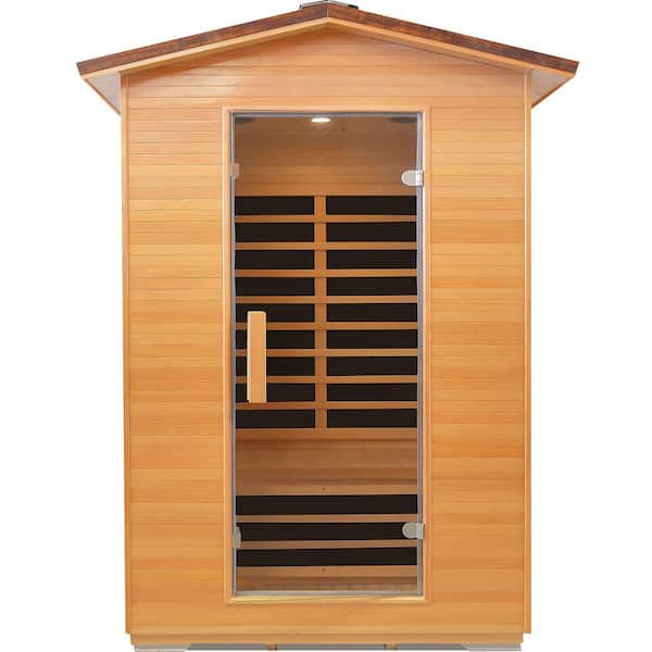 Hemlock 2-Person Far Infrared Sauna with 8 Heating Panels Key Control Bluetooth Audio and LED Lighting