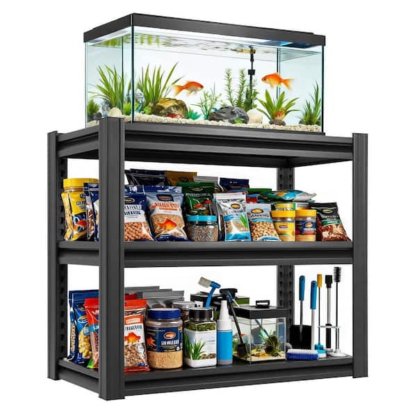 3-Tiers Metal Heavy Duty Adjustable Pantry Organizer Shelving Unit in Black (34 in. W x 31.5 in. H x 18 in. D)