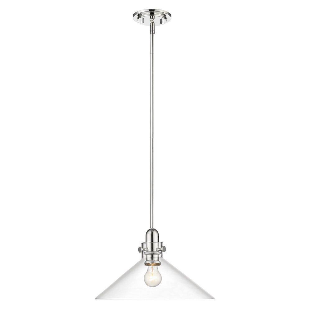 Dwyer 15.25 in. 1-Light Polished Nickel Pendant with Clear glass