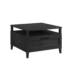Tiffin Line 31.496 in. Raven Oak Square Composite Coffee Table with Drawer and Open Shelf