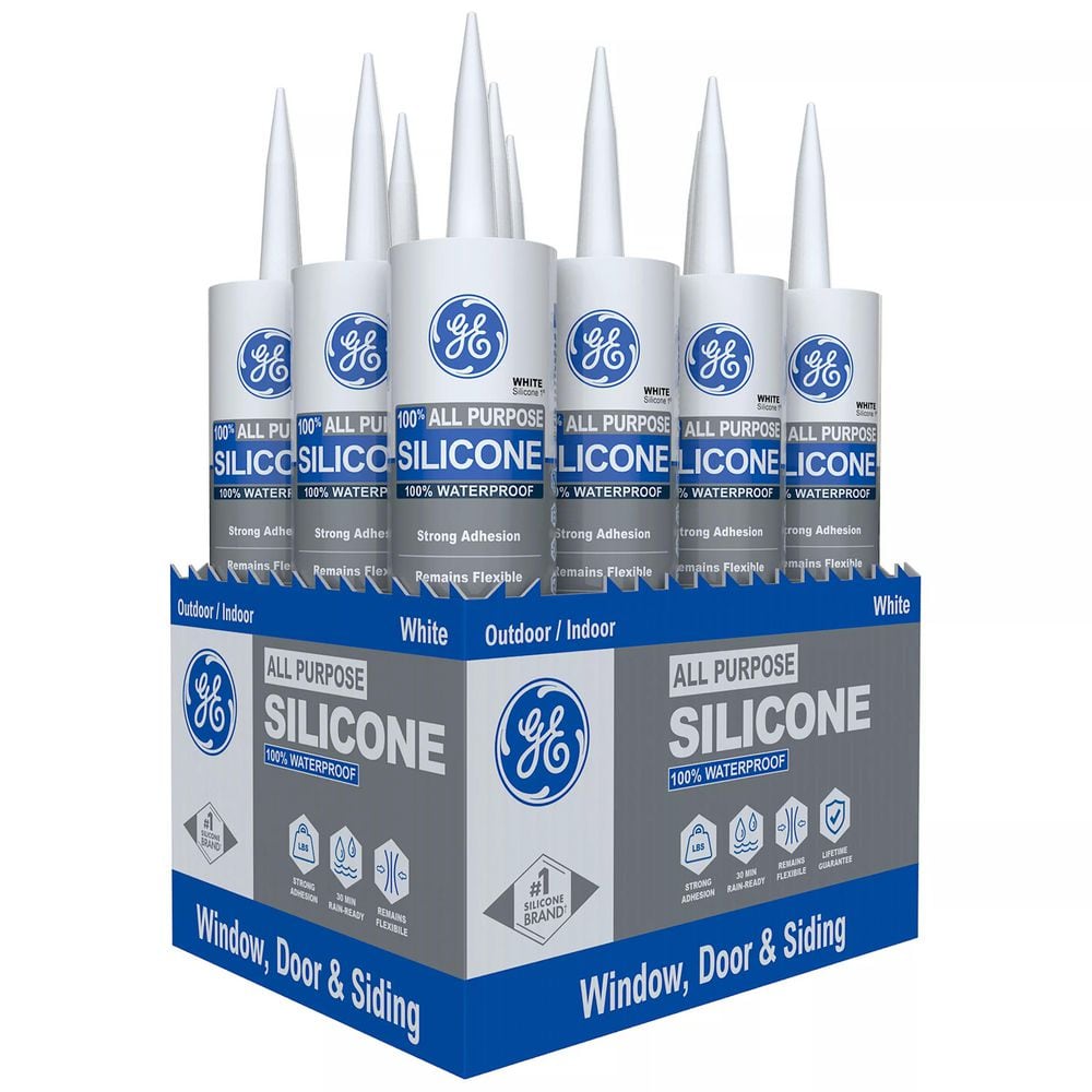 All Purpose Silicone 1 Caulk 10.1 oz Window and Door Sealant White (12-pack