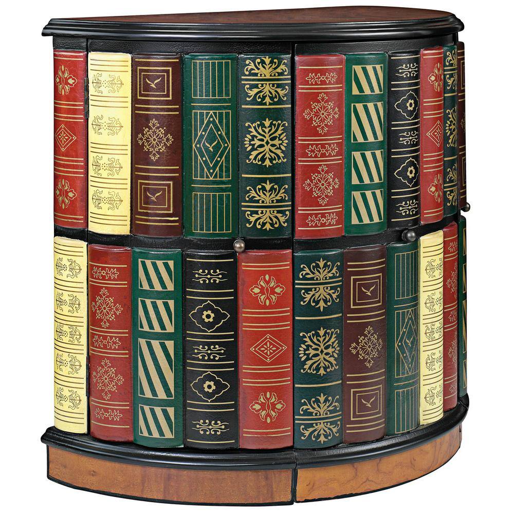 Nettlestone Multi-Colored Faux Book Library Console Desk with Drawer