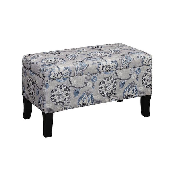 Convenience Concepts Designs4Comfort Winslow Gray Flora Storage Ottoman