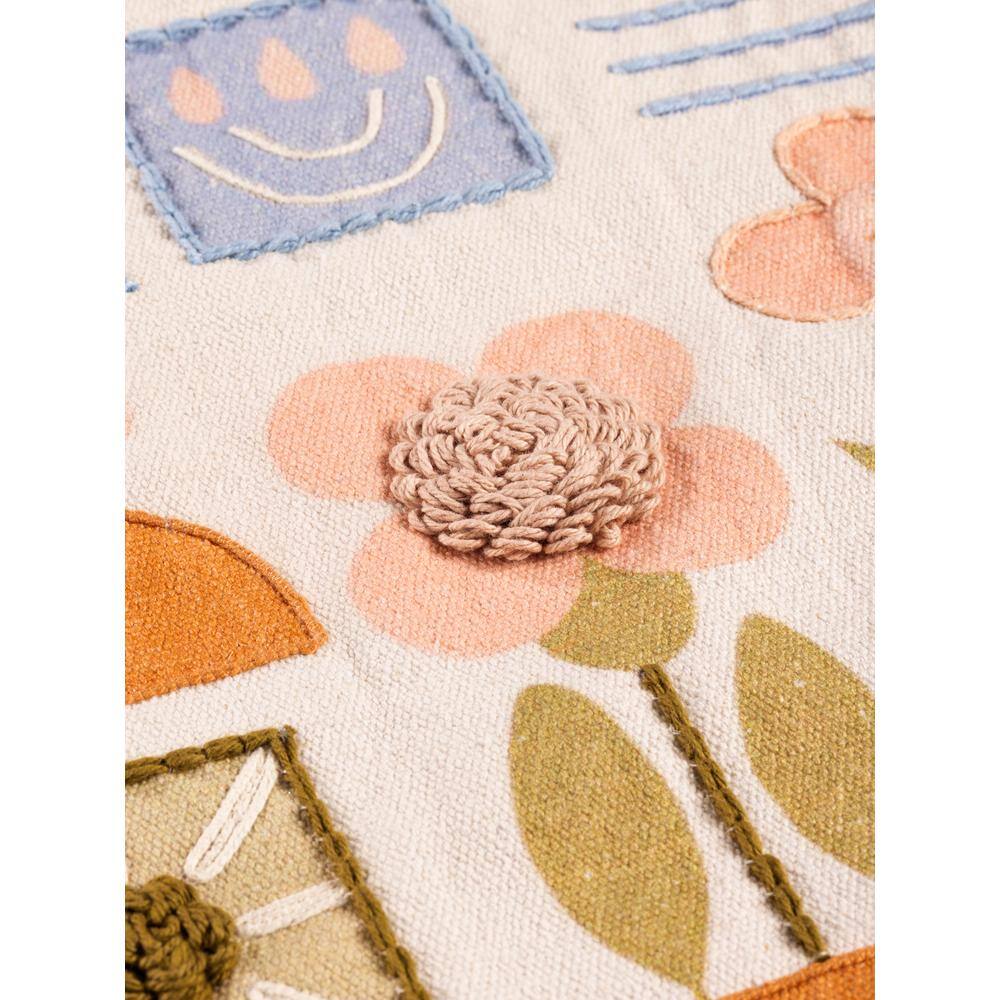 Junia 20"x20" Multicolor Cotton Throw Pillow with Whimsical Design