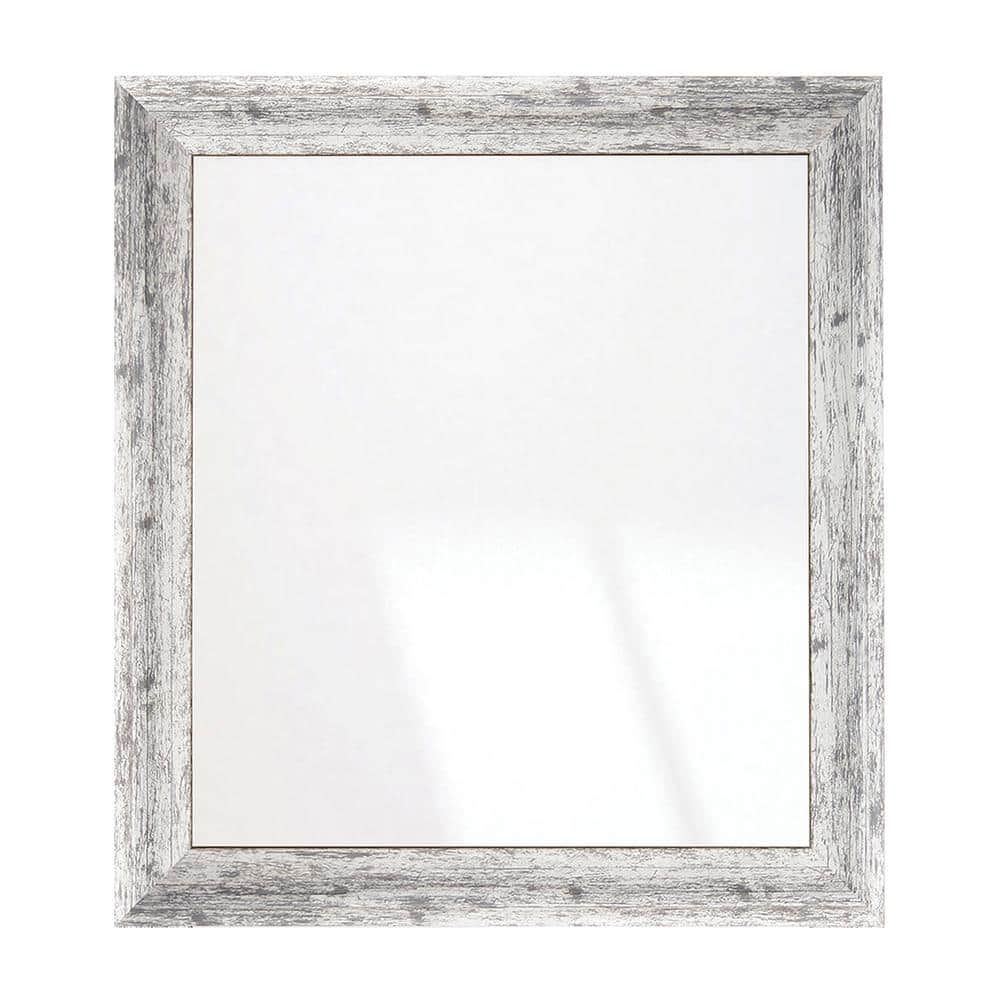 33 in. W x 39 H in. Weathered Timber Inspired Rustic White and Gray Sloped Framed Wall Mirror -  BrandtWorks, 147L