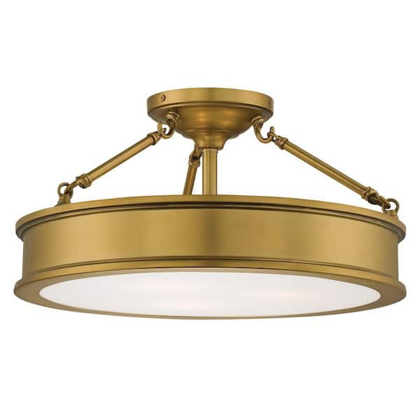 Harbour Point 3-Light Liberty Gold Semi-Flush Mount Light