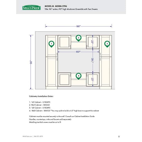 MILL'S PRIDE Richmond Vesuvius Gray Plywood Shaker Ready to Assemble Base Kitchen Cabinet Mudroom Sft Cls 96 in W x 24 in D x 90 in H