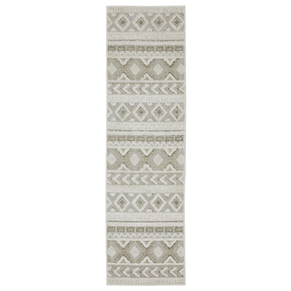 2 X 8 Gray, Beige Tribal Washable Area Rug Runner Rug