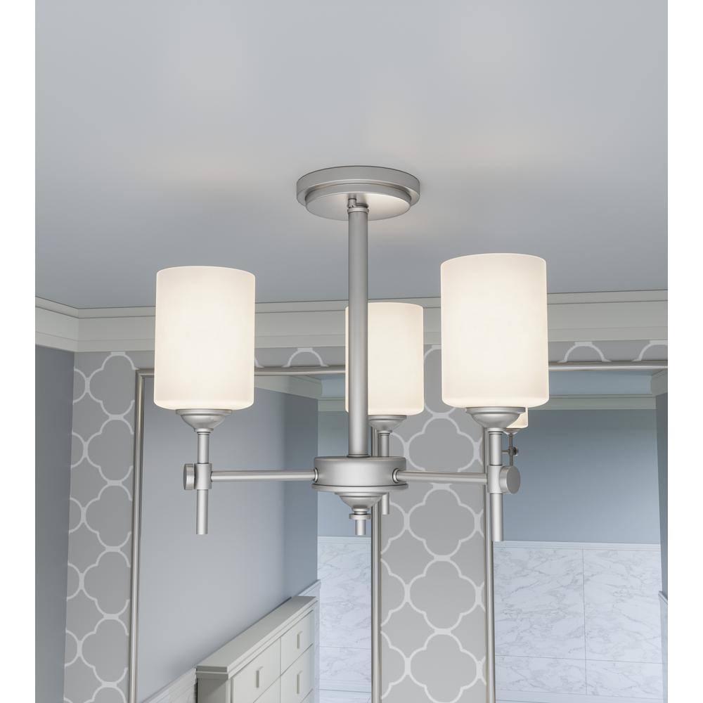 Aria Opal Glass & Polished Nickel 3-Light Semi-Flush Mount