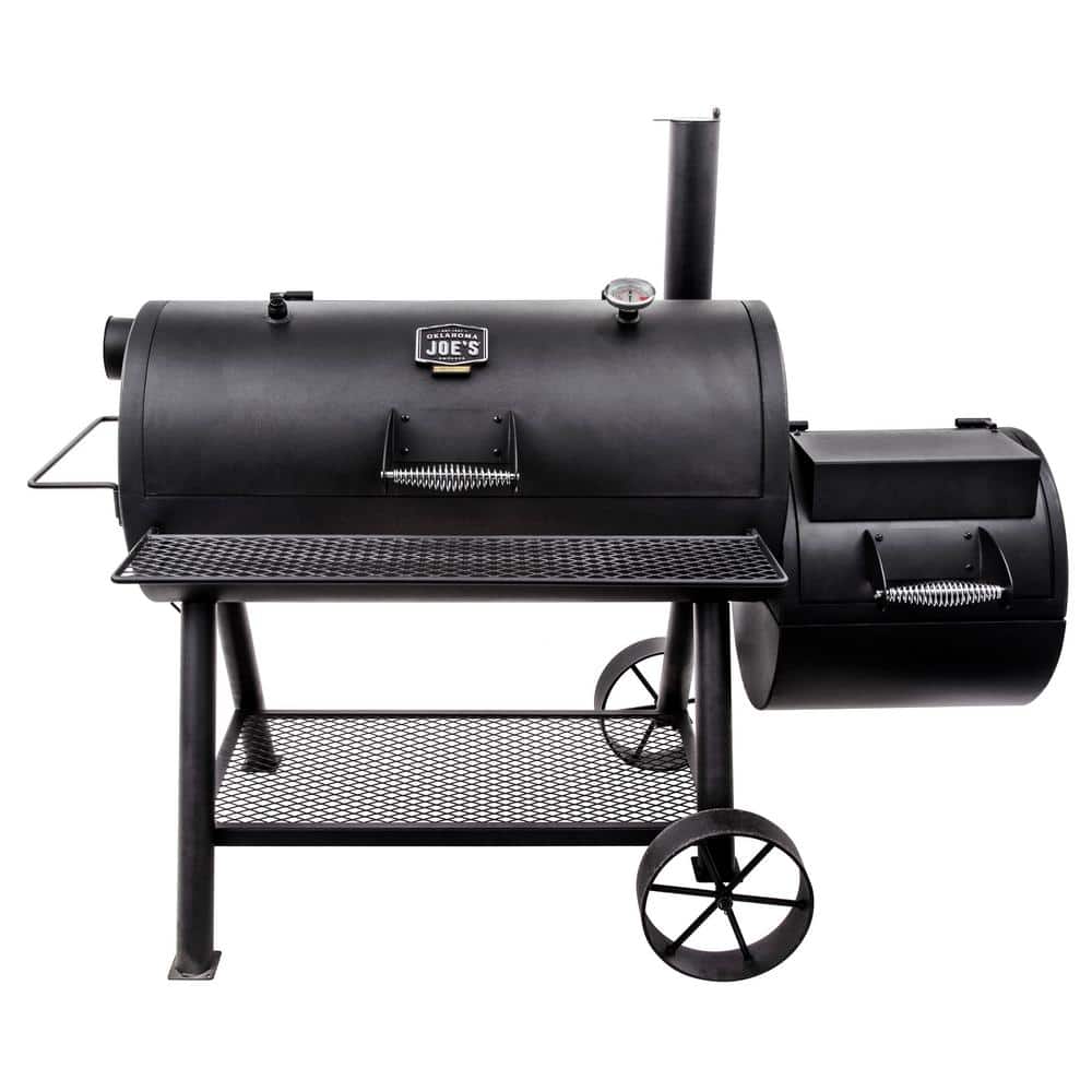 Longhorn Black Painted Steel Reverse Flow Offset Smoker Grill