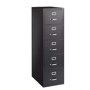 26.5 in. D 5-Drawer Black Metal Legal Width 18 in. W Vertical File Cabinet, Commercial Grade