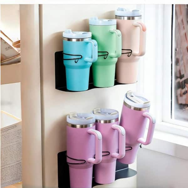 Cup Holder and Organizer with Magnetic for Organizing in Refrigerators, Kitchens, Pantries, and Cabinets, Black (2-Pack)