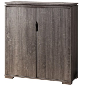 34.75 in. H x 13 in. W Gray Wood Shoe Storage Cabinet