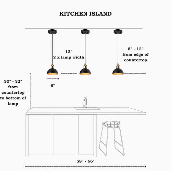 N＠✨ Zevni Modern 6 in. 1-Light Black Pendant Light Fixture, Brass Gold