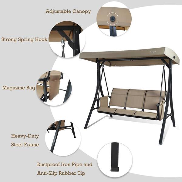 kozyard brenda 3 person outdoor patio swing