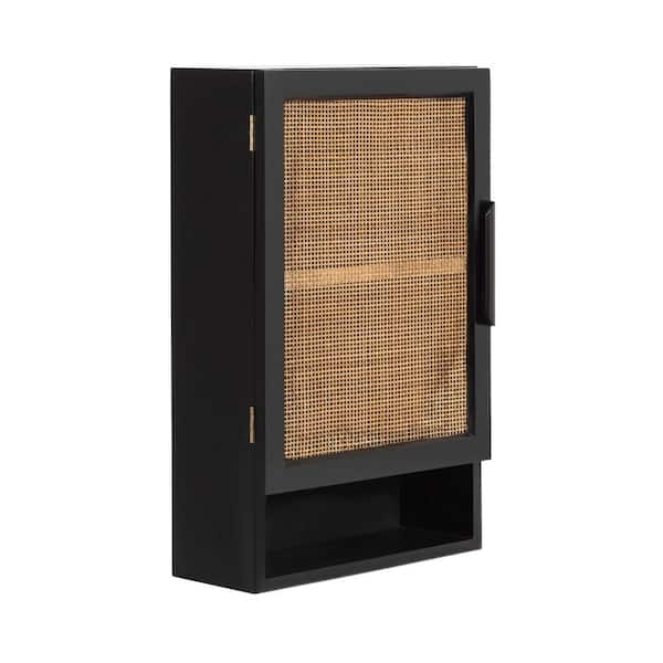Ori 15 in. W x 7 in. D Black Wood Decorative Wall Shelf