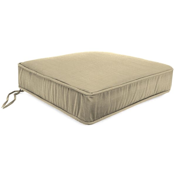 Jordan Manufacturing Sunbrella 22.5 in. x 21.5 in.Spectrum Sand Beige Solid Rectangular Boxed Edge Outdoor Deep Seat Cushion with Ties & Welt