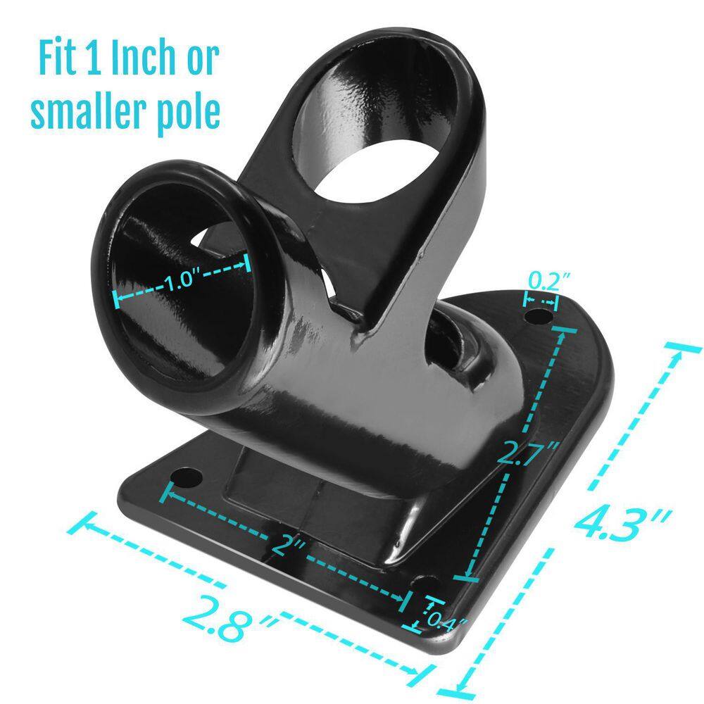 Black Cast Iron Dual-Position Flag Pole Holder Bracket