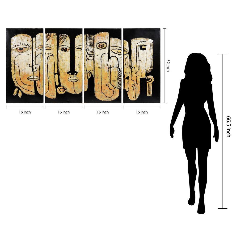 Totem Poles Hand Painted Iron Abstract Wall Art, 64" x 32"