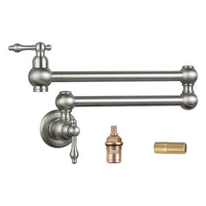 LORDEAR Wall Mount Pot Filler Faucet With Two Handle Kitchen Faucet In Brushed Nickel Rq02s1 - View #7