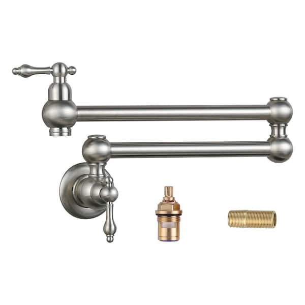 ALEASHA Wall Mounted Pot Filler Only For Cold in Brushed Nickel