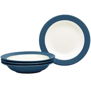 Colorwave Blue 8.5 in., 20 fl. Oz. (Blue) Stoneware Pasta/Rim Soup Bowls, (Set of 4)