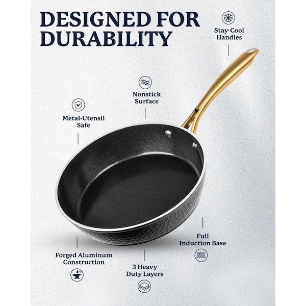 15 Piece Hammered Cookware Set Nonstick Granite Coated Pots and