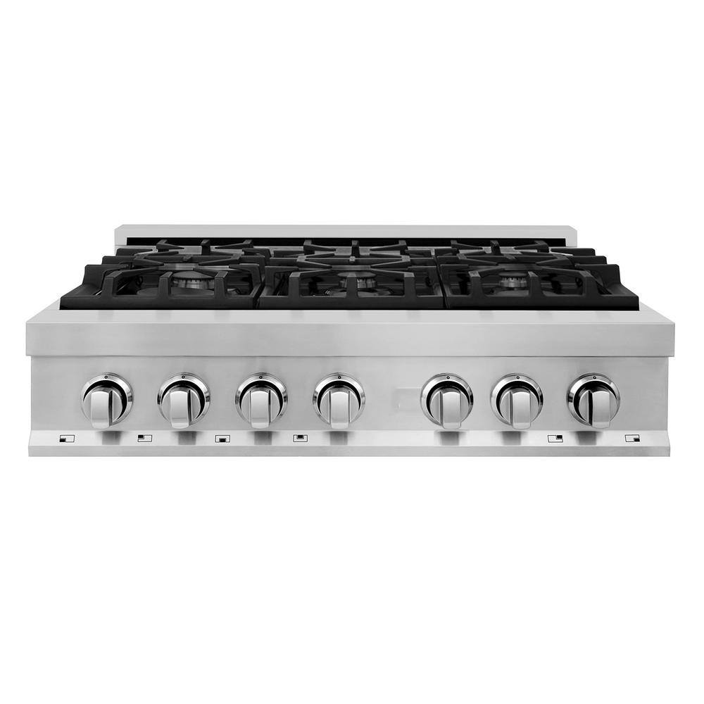 Sunmaki 36 in. 6-Burners Recessed Stainless Steel Gas Cooktop in Stainless Steel with NG/LPG Convertible Function