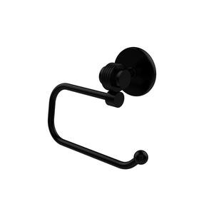 Satellite Orbit Two Collection Euro Style Single Post Toilet Paper Holder with Groovy Accents in Matte Black