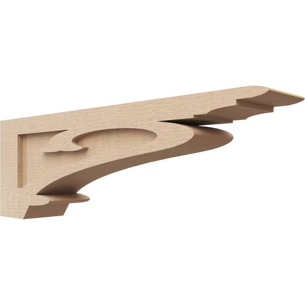 Ekena Millwork 4 in. x 8 in. x 24 in. Thin Mayflower Rough Cedar Woodgrain TimberThane Corbel, Primed Tan