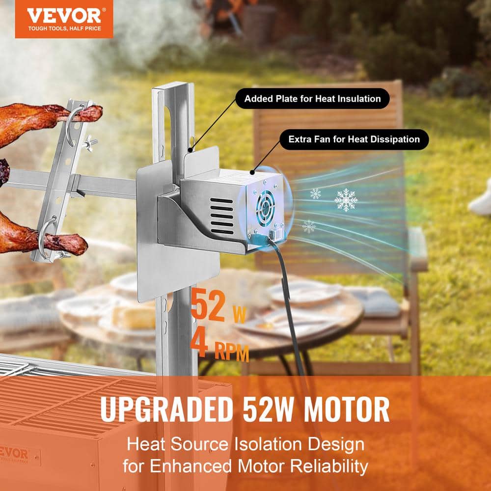 Stainless Steel Rotisserie Grill with Electric Motor and Wheels