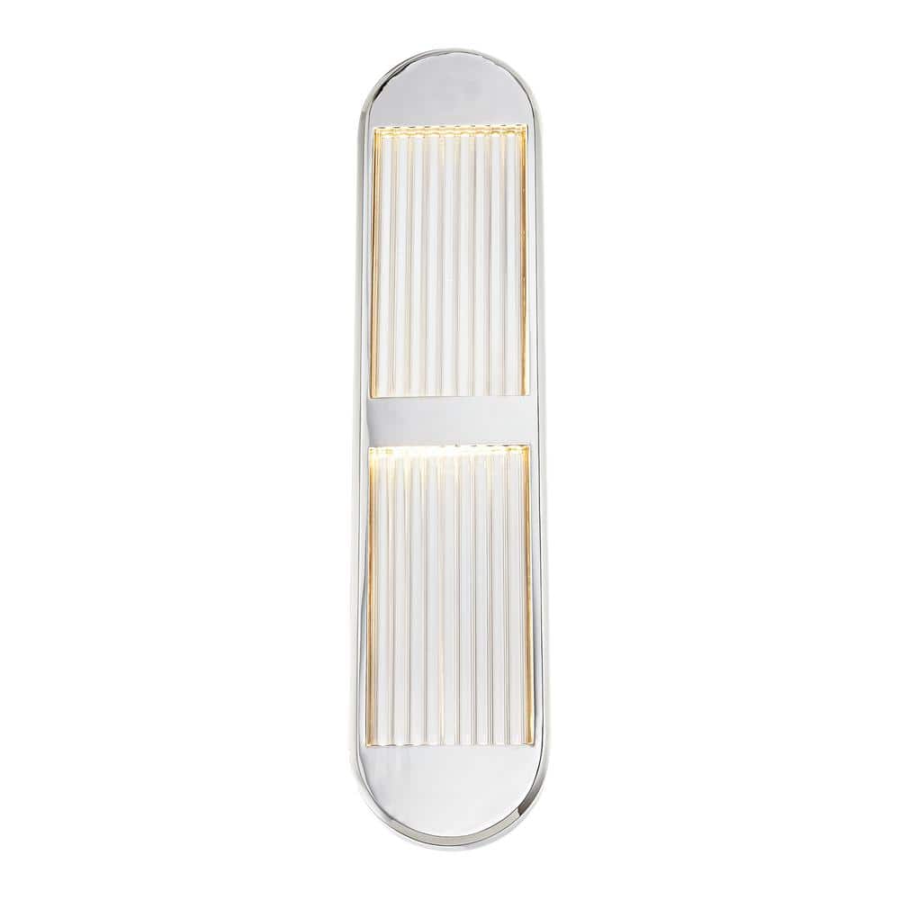 Polished Nickel Ribbed Acrylic LED Bath Bar
