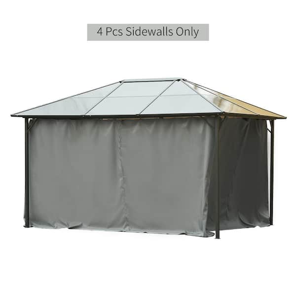 Outsunny 130.75 in. x 130.75 in. Universal Gazebo Sidewall Set with 4 Panels, Hooks/C-Rings for Pergolas and Cabanas in Grey