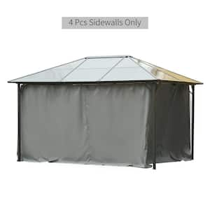 130.75 in. x 130.75 in. Universal Gazebo Sidewall Set with 4 Panels, Hooks/C-Rings for Pergolas and Cabanas in Grey