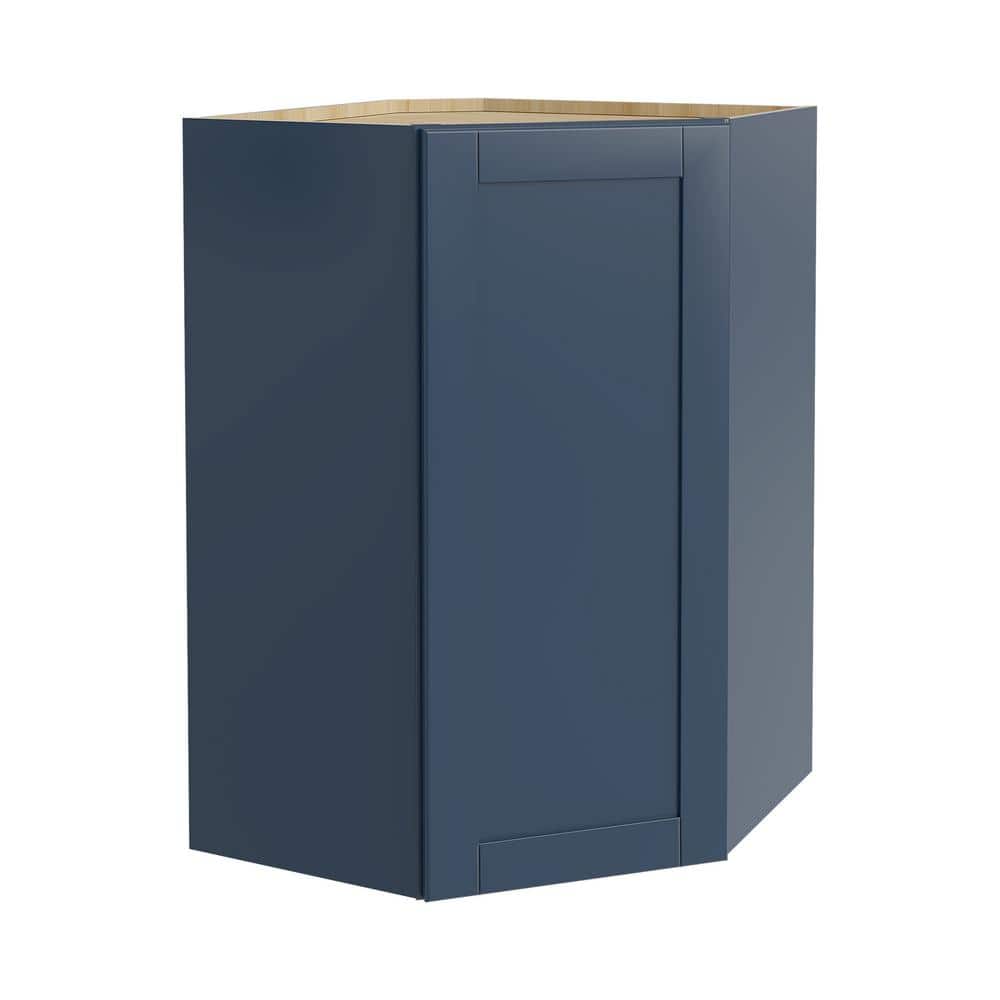 Home Decorators Collection Washington Vessel Blue Plywood Shaker Assembled Diagonal Corner Kitchen Cabinet Soft Close 23 in W x 15 in D x 36 in H, Blue Thermofoil -  WA271536L-WVB