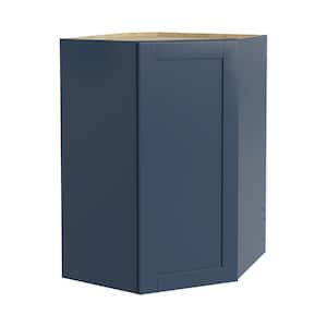 Washington Vessel Blue Plywood Shaker Assembled Diagonal Corner Kitchen Cabinet Soft Close 23 in W x 15 in D x 36 in H