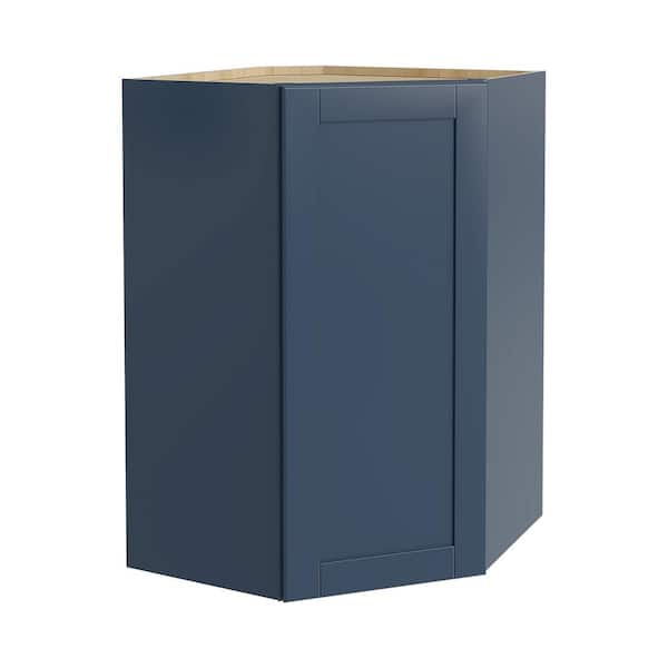 Home Decorators Collection Washington Vessel Blue Plywood Shaker Assembled Diagonal Corner Kitchen Cabinet Soft Close L 23 in W x 15 in D x 42 in H
