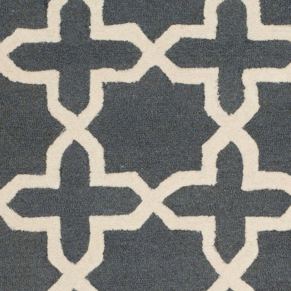 Hand-tufted Cambridge Dark Grey & Ivory Wool 3' x 5' Rug