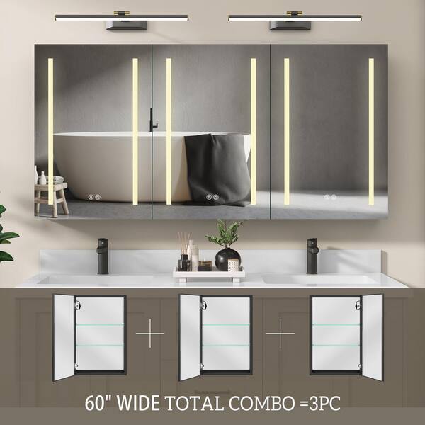 NTQ Lirum 60 in. W x 30 in. H Rectangular Black Tri-view