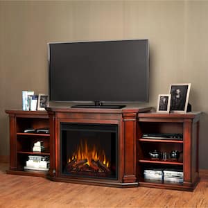 Valmont 76 in. Media Console Electric Fireplace TV Stand in Dark Mahogany
