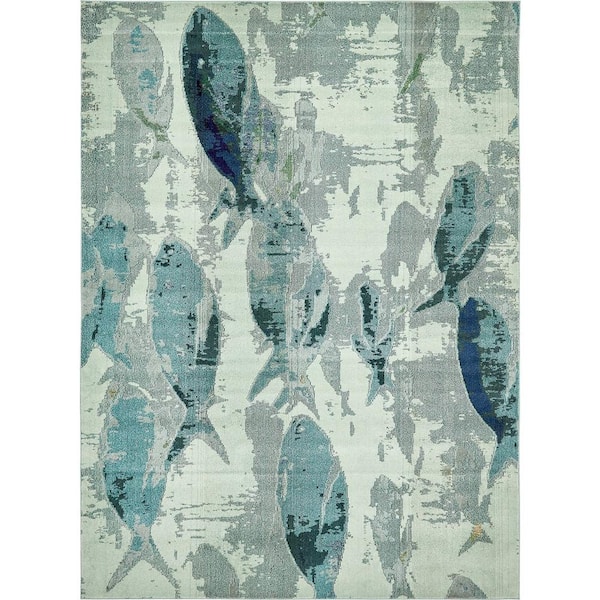 Unique Loom Positano Marooned Light Blue 9' 0 x 12' 0 Area Rug