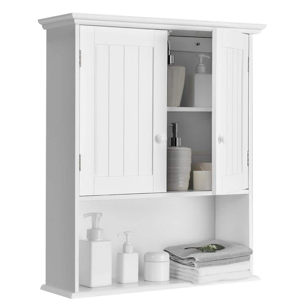 Bunpeony 14 in. W x 7 in. D x 20 in. H White Adjustable Hanging Bathroom Storage Wall Cabinet