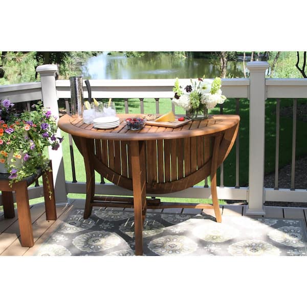Eucalyptus Outdoor Dining Table, 48 Inch Round Folding Eucalyptus Dining Table